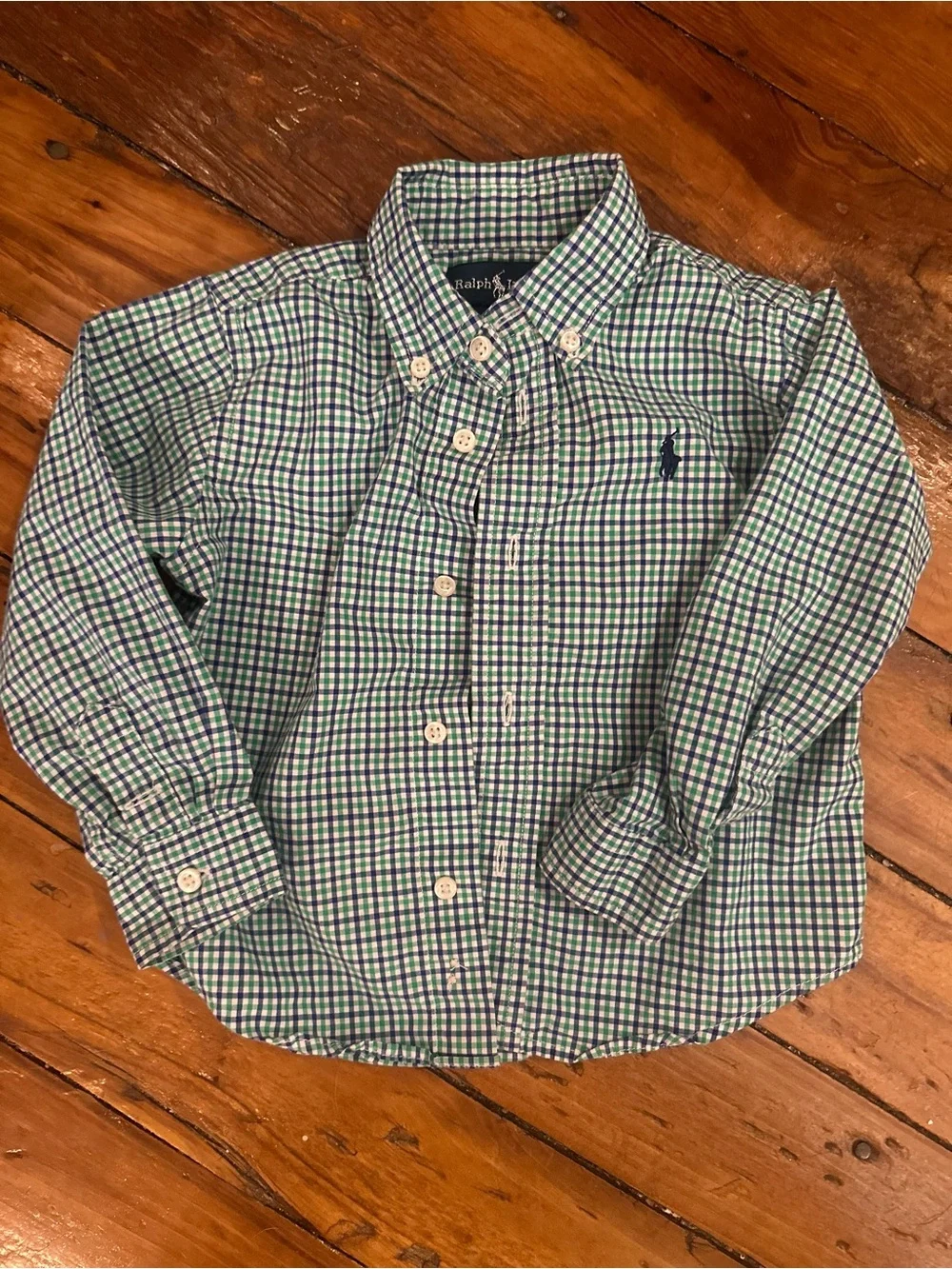 Ralph Lauren Green & Blue Plaid Button-Down Shirt, 24 months